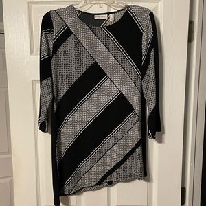 Susan Graver Geometric Print Asymmetric Blouse